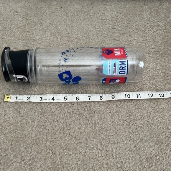 Disney Parks Mickey Mouse Water Bottle with‎ Straw Clear Plastic Souvenir - Picture 11 of 12